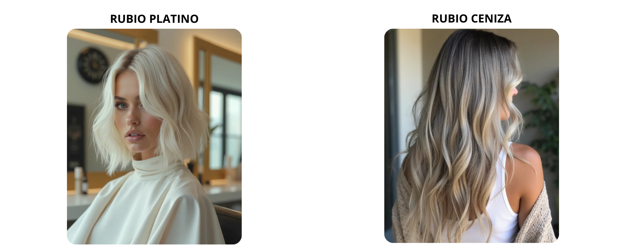 imagen comparativa entre el rubio ceniza y el rubio platino